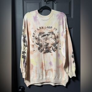 Free People Pastel Tie-Dye Sweater with Earth Design